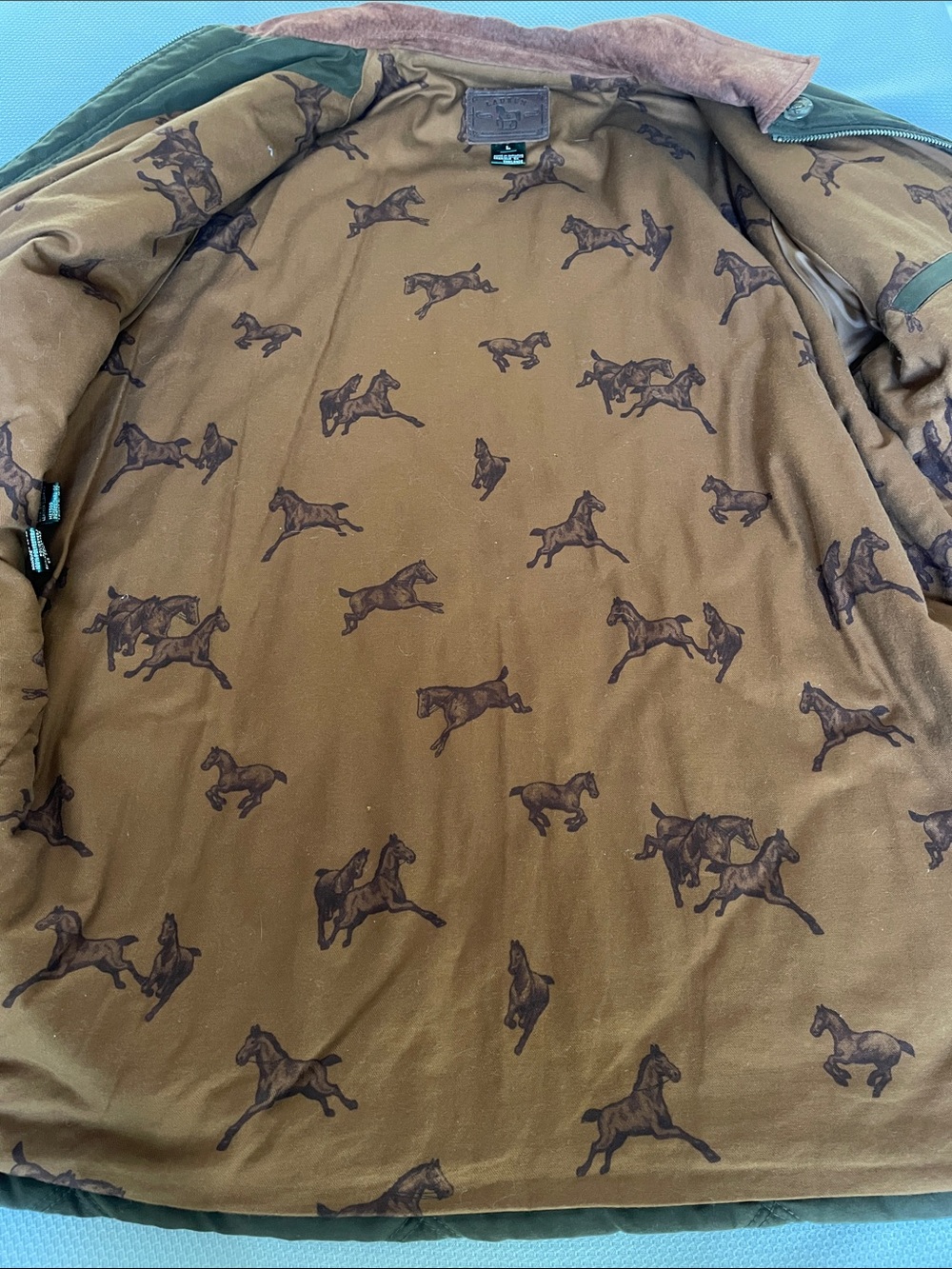 Ralph Lauren Women's Green Equestrian Quilted Coat w/Suede Collar Size Large - Picture 3 of 13